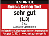 CASO Selection C 10 Thermo Design kaffebryggare – Rostfritt stålhölje, 1,2 l isotermisk karaff (10 koppar), touchkontroller och timer, Aroma PLUS-funktion, permanent filter, anti-droppfilter