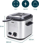 Princess 182611 Mini Fondue Fritös - Snabbuppvärmning - Luktfilter - 1,2 liters kapacitet, Silver Hushållsapparater Naty Shop