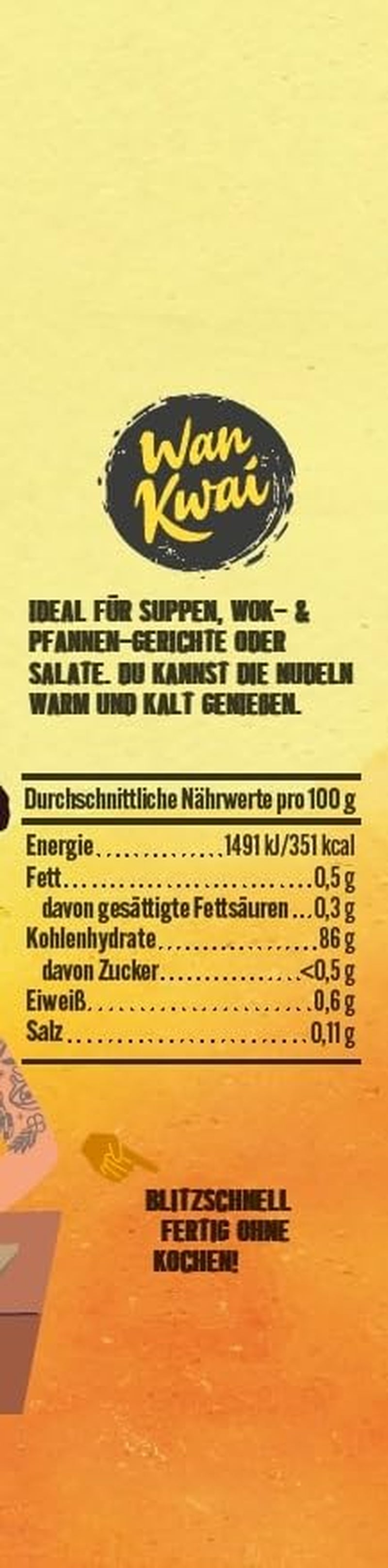 Wan Kwai glasnudlar 100 g – asiatisk gourmetvariant! Glutenfri, gjord av mungbönsstärkelse och vatten. Perfekt för soppor, wokrätter och sallader. Delikat konsistens, klar på 5 minuter.
