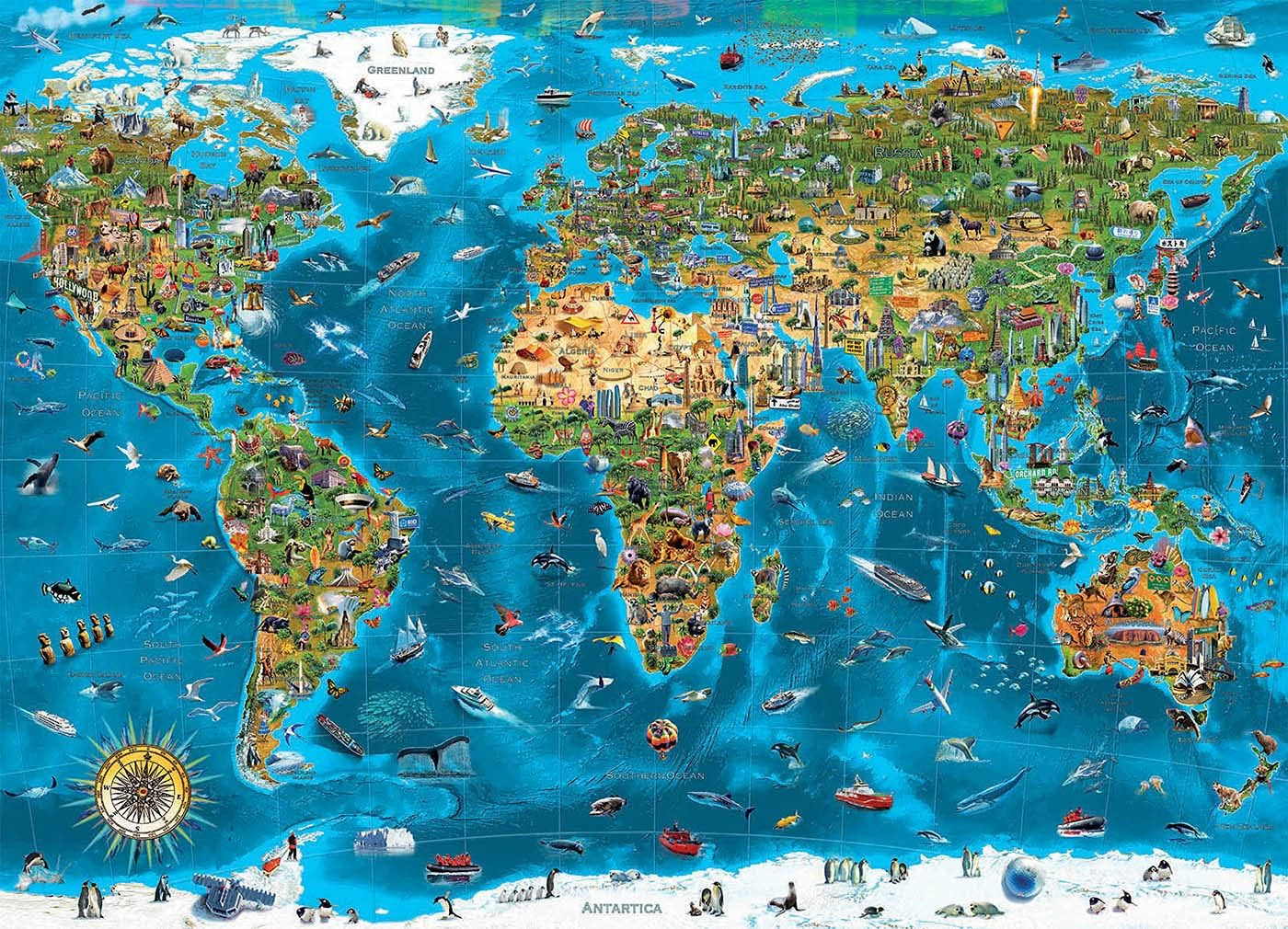 Educa - Världens under, pussel 12000 bitar vuxna och barn från 14 år, världskarta (19057) Puzzle Naty Shop