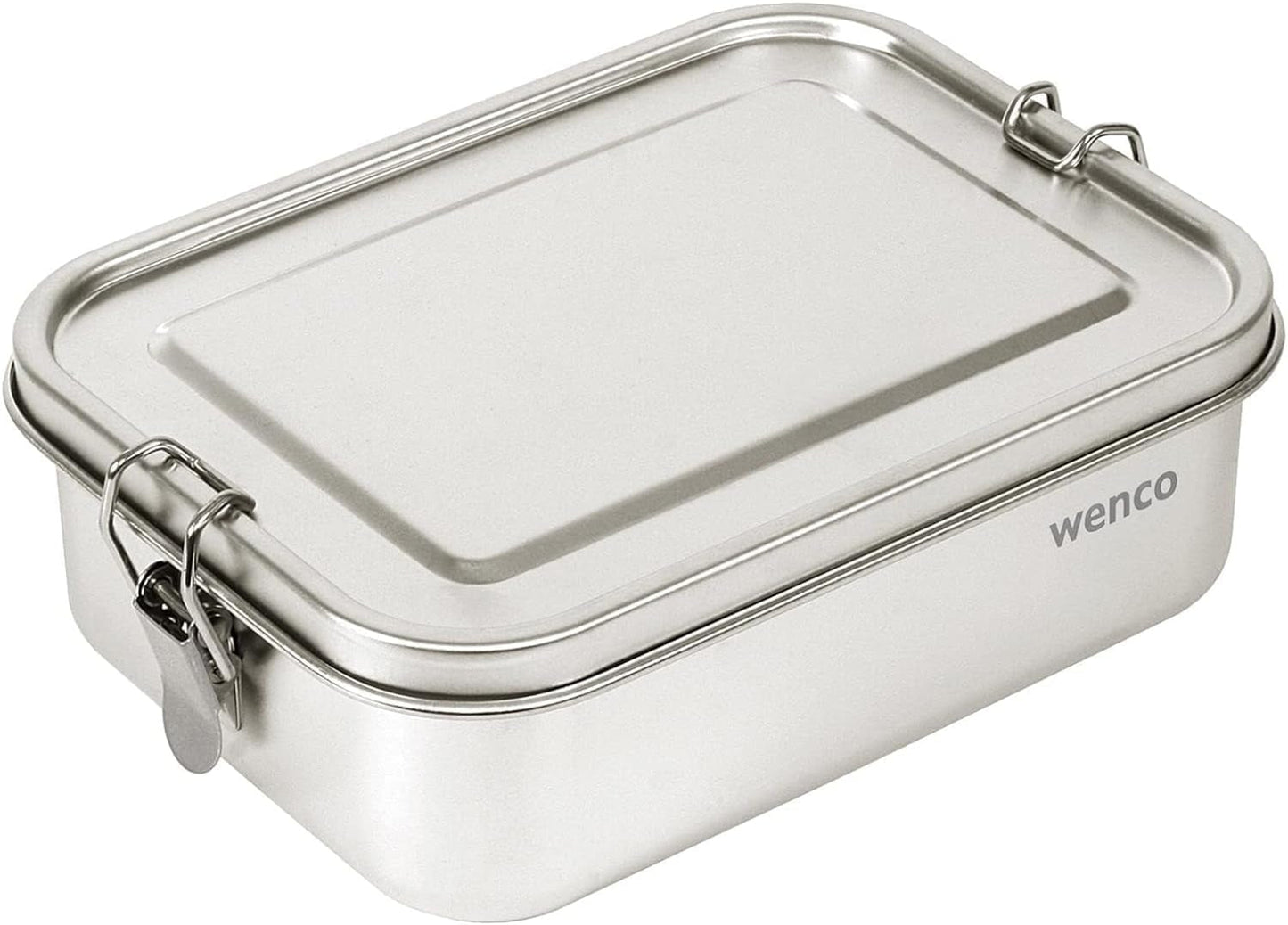Wenco Lunchbox i rostfritt stål 2 fack Stor kapacitet 850ml Lunchbox Vattentät Diskmaskin Säker inklusive ersättningssilikonring 18,5 x 14 x 5,5 cm Silver (2-pack) Naty Shop Matförvaringslådor 850 ml