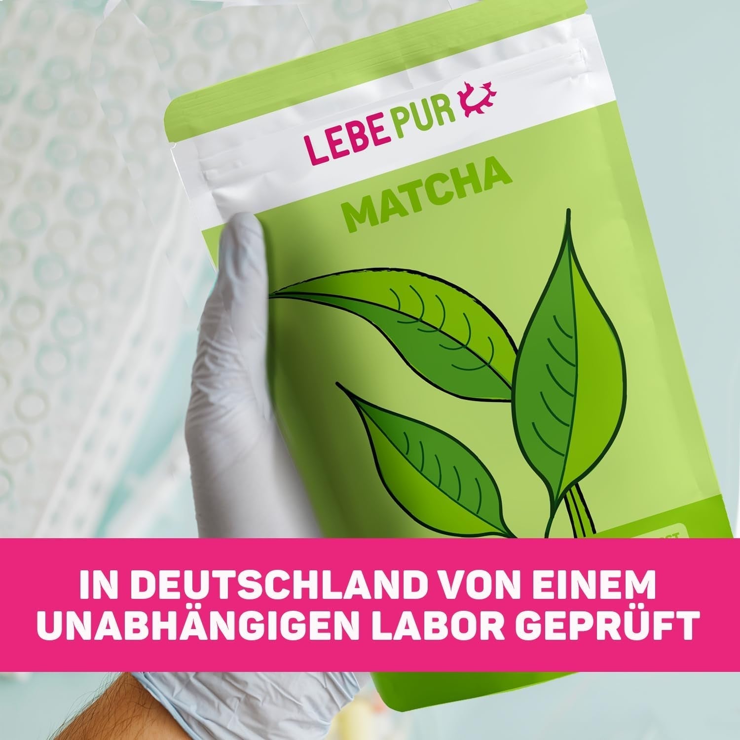 Lebepur BIO Matcha-pulver 100G - Premiumkvalitet från Japan Inga tillsatser - 100 % rent grönt tepulver för Matcha Latte, Matcha-te, grönt te, smoothie - japanskt grönt te