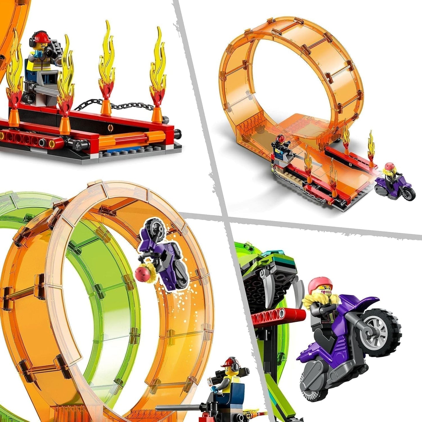 LEGO 60339 City Stuntz Stuntz Show Double Looping Set, inkl. ramp, monstertruck, 2X motorcykel och 7 minifigurer, leksak för barn över 7 år Byggset Besuche den LEGO-Store