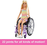 Barbie Fashionista docka, blont hår och regnbågsbyxa, rullstol och ramp ingår, dockgåva för barn, leksak för åldrarna 3 och uppåt, HJT13