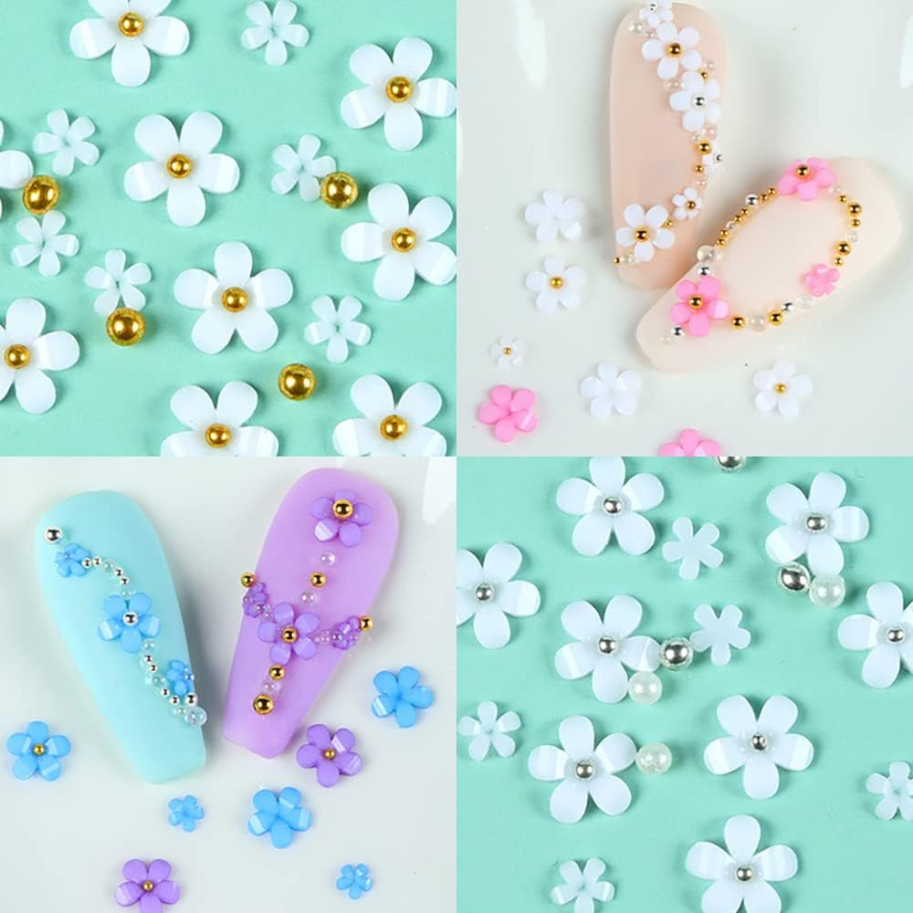 3D Flower Nails, 6 Grids, Flower Nail Charms, Akryl Nagel Strass, Nageltillbehör, DIY vårnageldekorationer