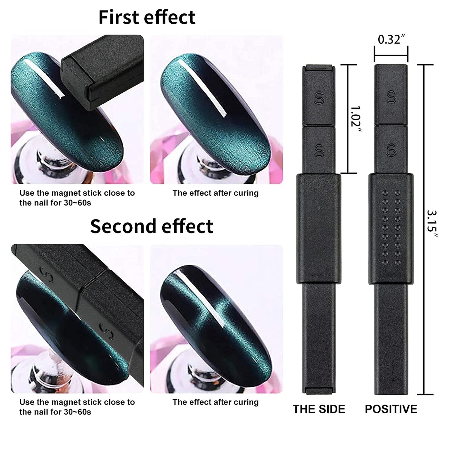 Nail Art Werkzeug Magnetstift, 10 Stück Nagel Magnet Stick Tool Set, Nagel Magnet Stift Und Starker Magnet Lager Punktierungsstifte Für DIY 3D Magnetics Katzenauge UV Gel Polnisch Nagel Kunst