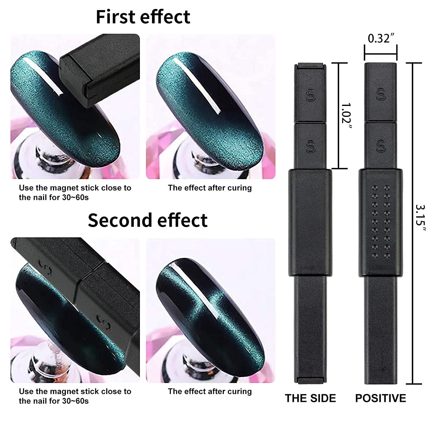 Nail Art Werkzeug Magnetstift, 10 Stück Nagel Magnet Stick Tool Set, Nagel Magnet Stift Und Starker Magnet Lager Punktierungsstifte Für DIY 3D Magnetics Katzenauge UV Gel Polnisch Nagel Kunst