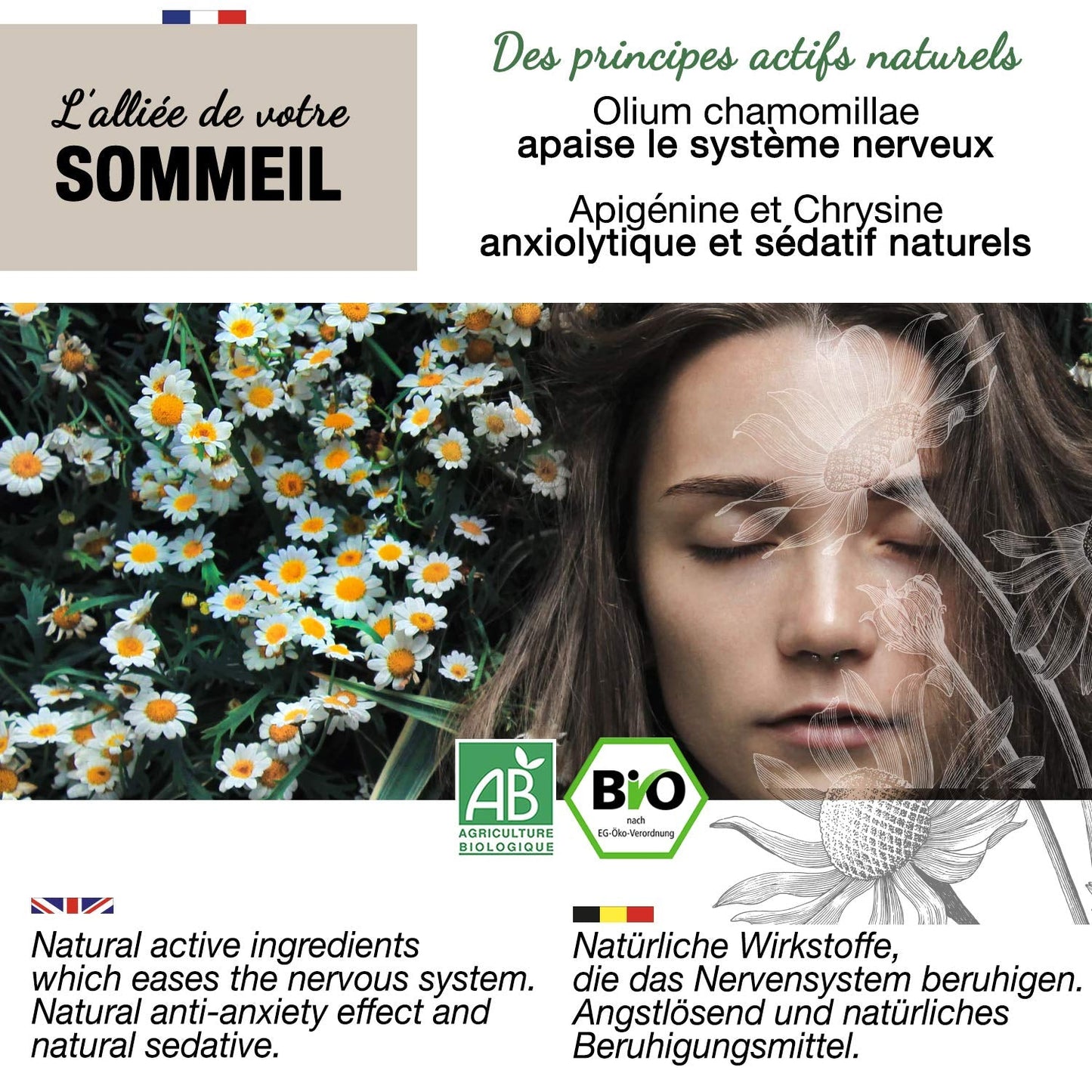 ORIGEENS Ekologiskt kamomillblommate från Europa, 100 g | Lösbladste, ekologiskt te för sömn och matsmältning | Tysk kamomill | Certifierad och förpackad i Tyskland