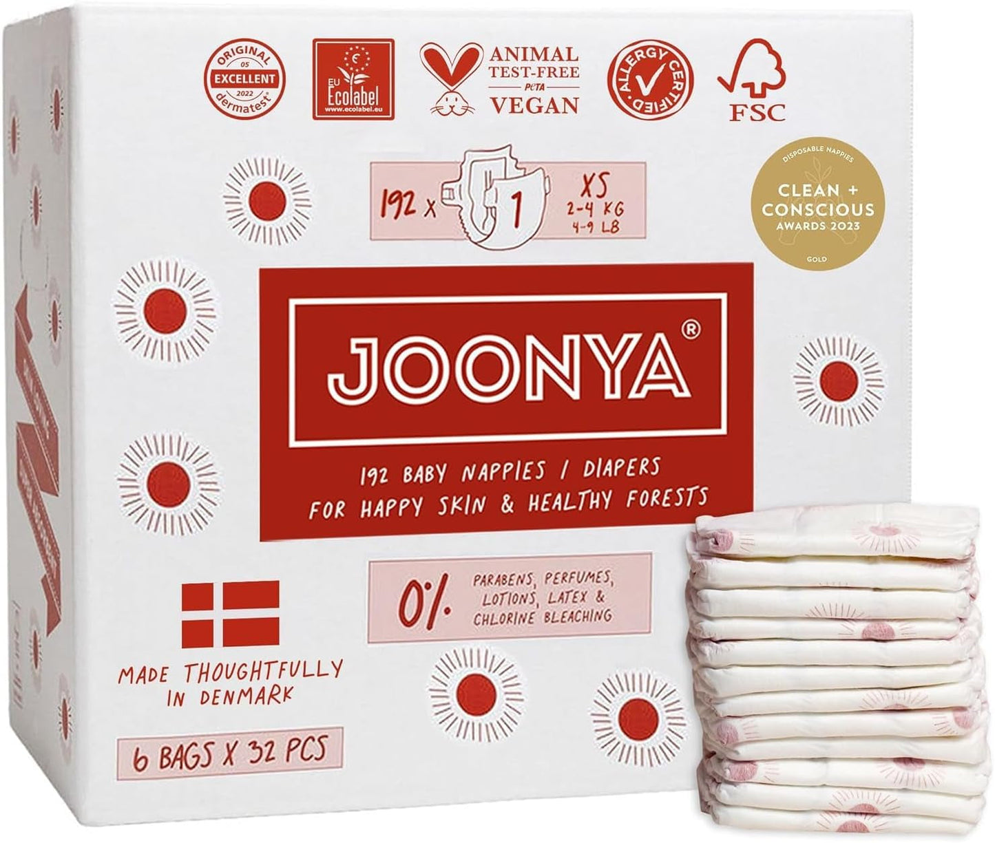 Babyblöjor, storlek 3M (4-8 kg) - 1 påse med 28 - Inga skadliga ämnen, miljövänlig, högabsorberande, lämplig för nattbruk, ultratunn och mjuk - Tillverkad i Danmark