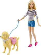 Barbie Walk och pottdocka, blond docka med gåhund, bajssked, tillbehör inklusive dockhund, barnpresent, leksak från 3 år och uppåt, DWJ68