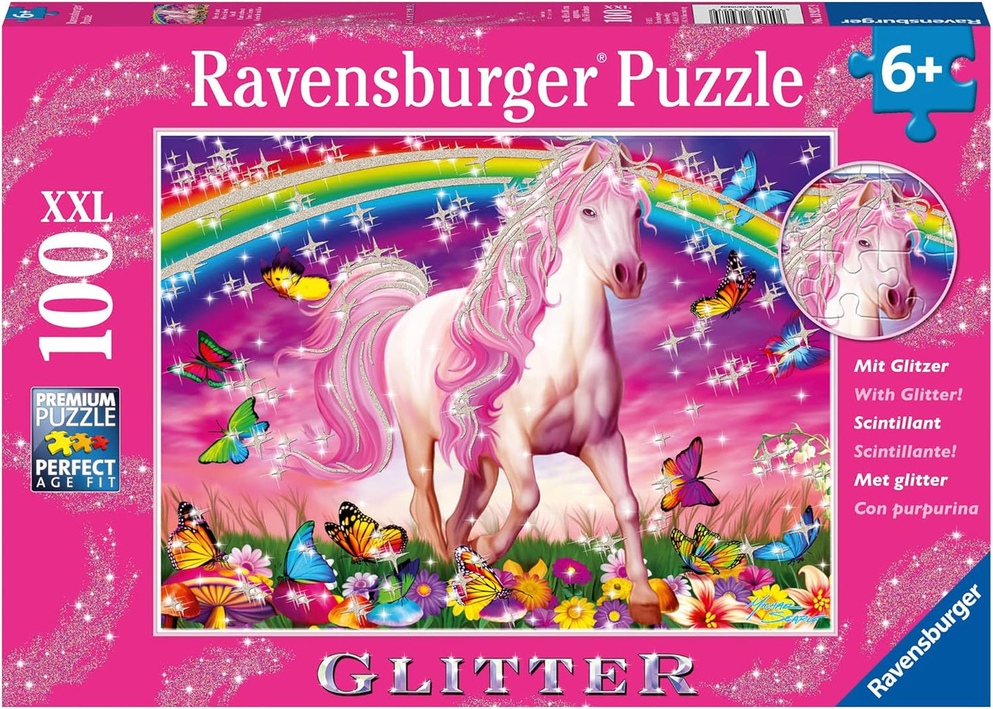 Ravensburger barnpussel - 13927 Horse Dream - Pussel med hästar för barn från 6 år och uppåt, Med 100 bitar i XXL-format, Med glitter Pussel Naty Shop Single