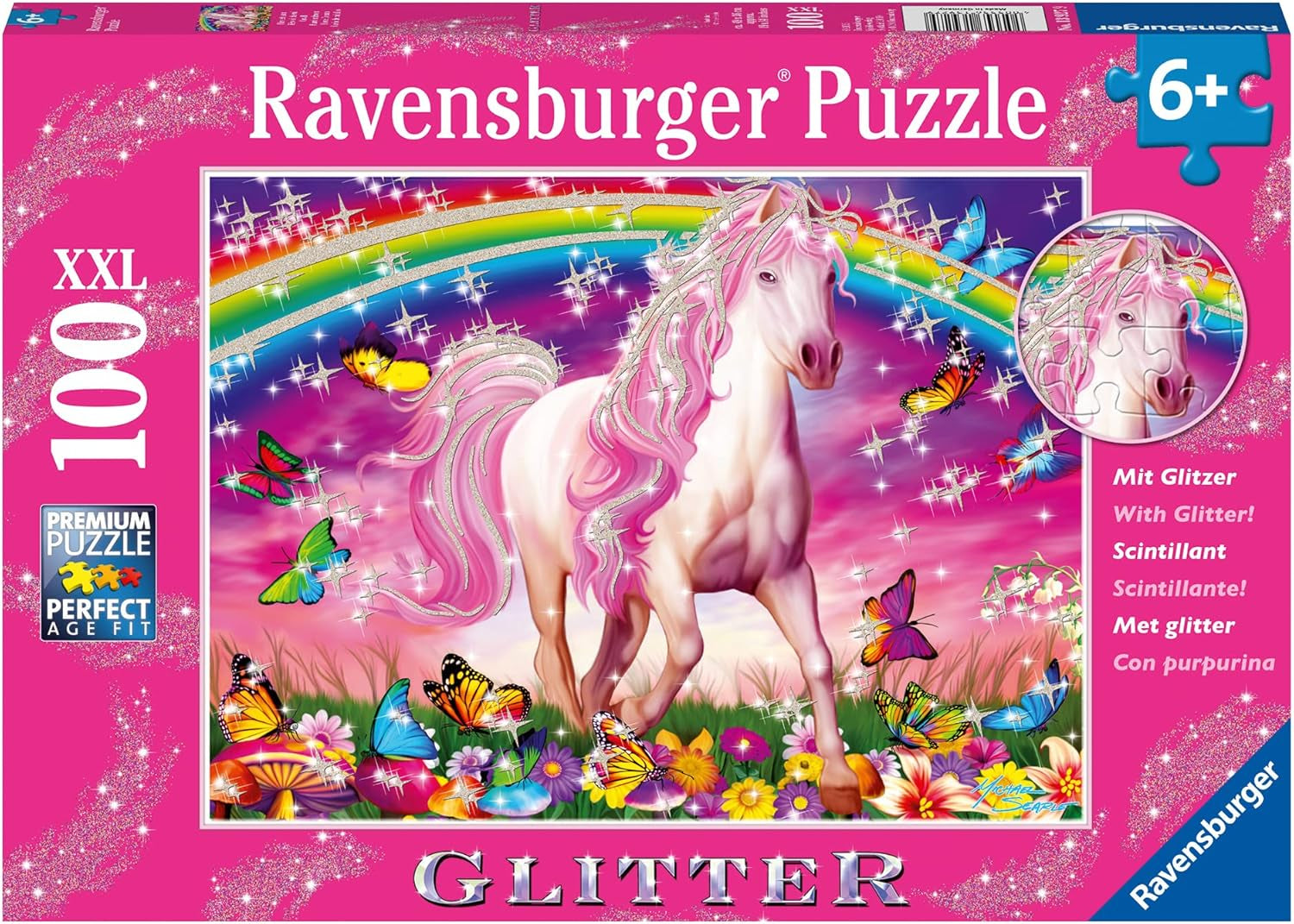 Ravensburger barnpussel - 13927 Horse Dream - Pussel med hästar för barn från 6 år och uppåt, Med 100 bitar i XXL-format, Med glitter Pussel Naty Shop Single