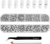 Beadsland 2500st Glas Nailart Strasssteine ​​​​Kristall Flatback Edelsteine ​​​​Runde, ​​Für Handwerk Gemischt 8 Größen SS4 ~ SS30 Mit Picking Pinzette Und Stift (Kristall Weiss)