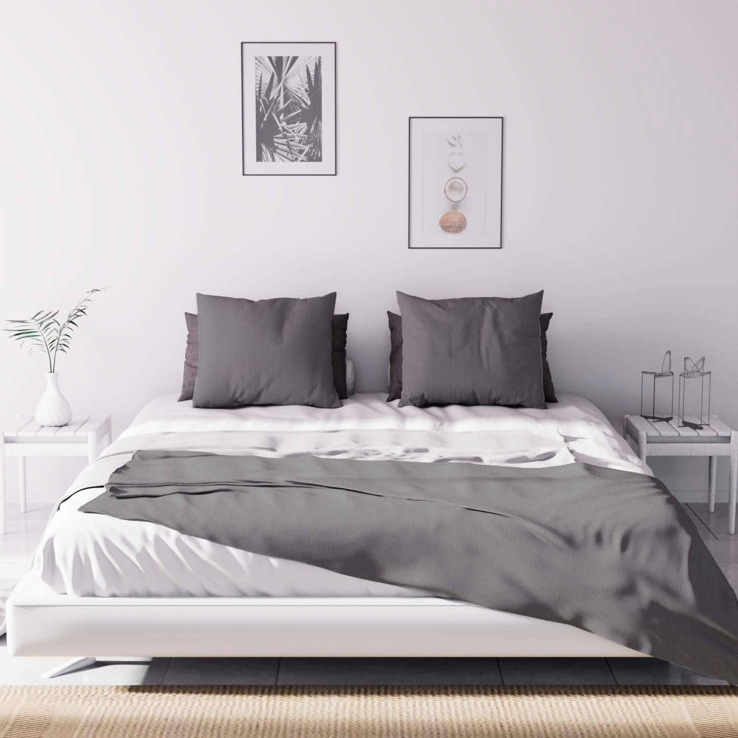Soleil D'Ocre Adele, Sicksacköverdrag, Slängt från soffan, Polycoton, Grå, 220 X 240 Cm Täcken och täcken Naty Shop