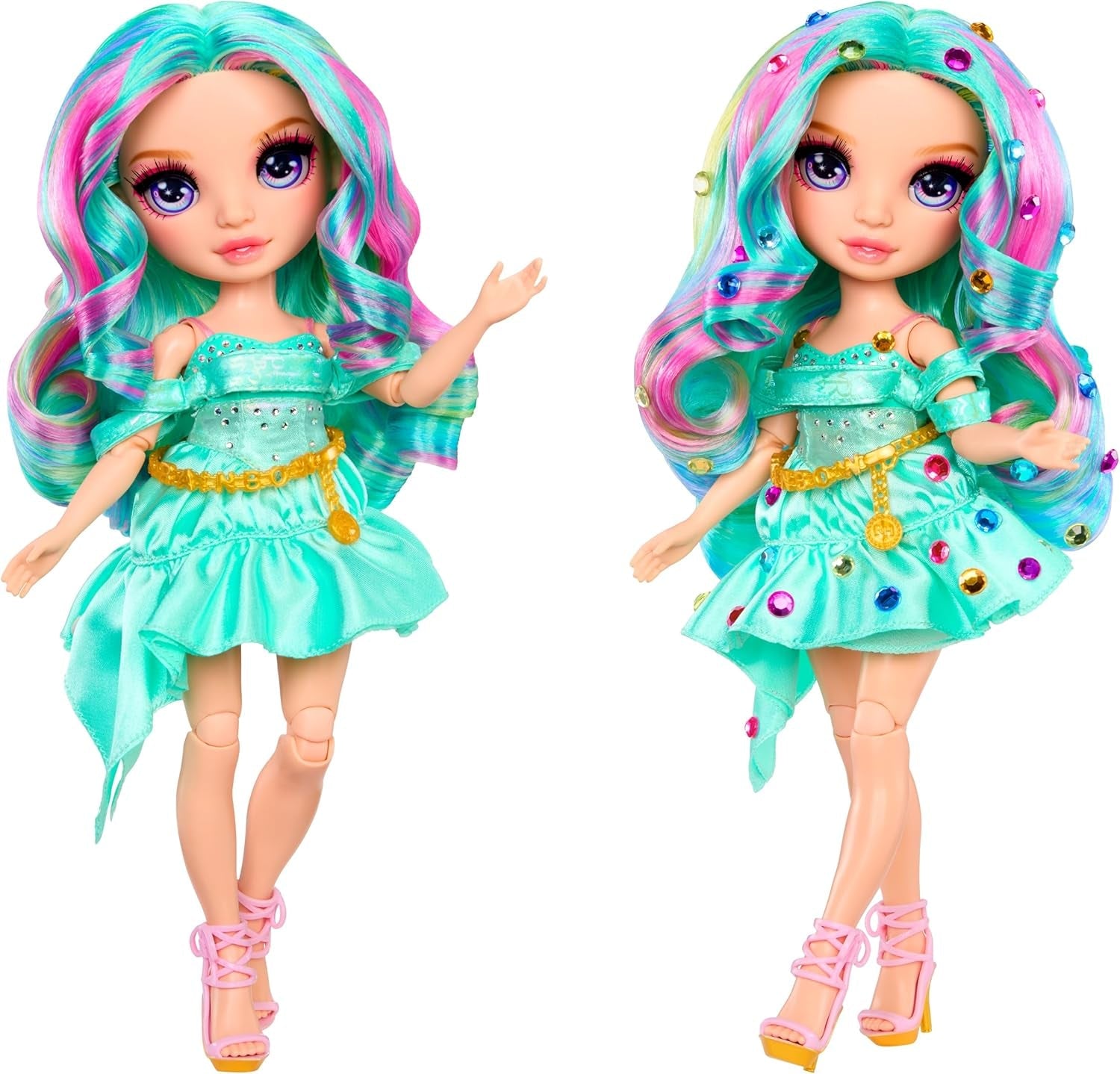 Rainbow High Be Dazzling Fashion Doll - Celine Turkos - Blågrön, 28 cm, med dekorationsverktyg, gnistrande ädelstenar och stylingtillbehör