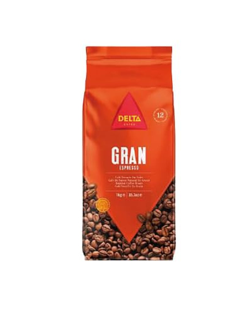 Delta Gran Expresso 80/20 kaffe – Hela bönor 1 kg – Intensiv espressoblandning av 80 % naturligt och 20 % Torrefacto