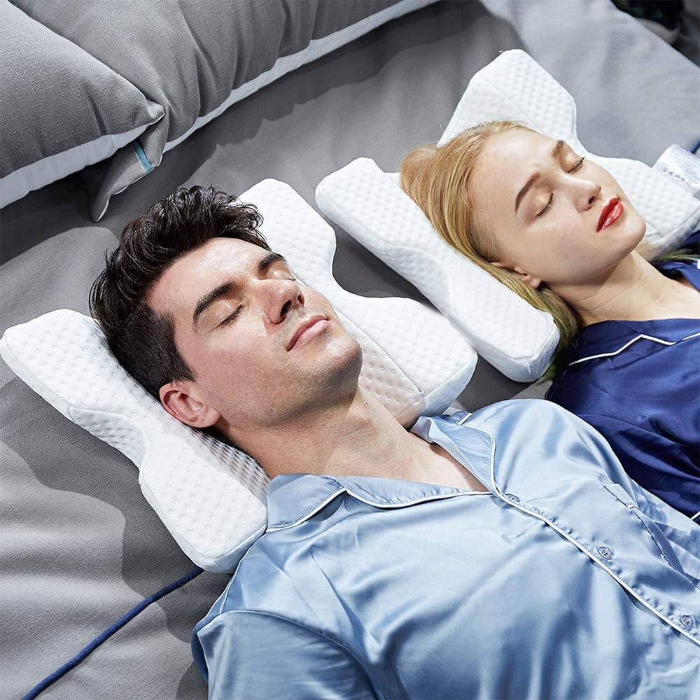 MINGZE Multifunktionell Memory Foam Kudde Nackkudde Skum, U-formad nackkudde med rosett, Slow Rebound Sovkudde Rebound Tryckkudde, Kudde Is Silke för hand- och nackskydd Cervikala ortopediska kuddar Naty Shop