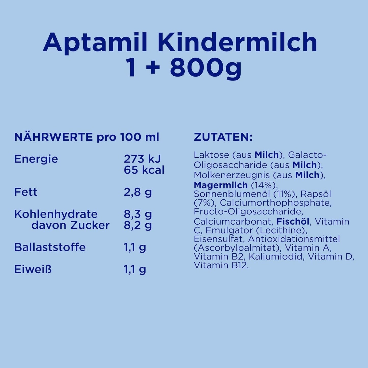 Aptamil Growth milk 1 Plus - Tillväxtmjölk från 1 år - 800g