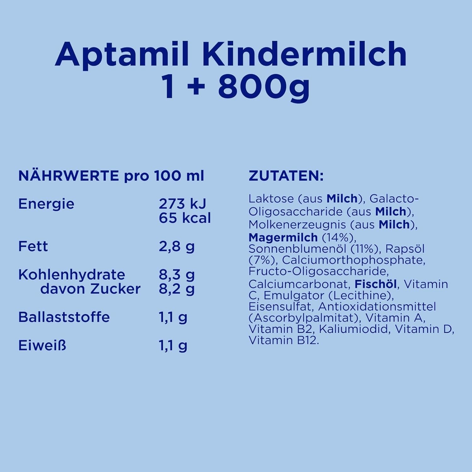 Aptamil Growth milk 1 Plus - Tillväxtmjölk från 1 år - 800g