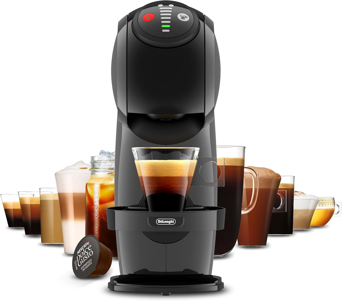 NESCAFÉ DOLCE GUSTO DeLonghi Dolce Gusto Genio S EDG226.A, Kapselespressomaskin inklusive 3 kapslar, kompakt design, justerbar droppbricka, 0,8 l, avtagbar vattentank, 1470 W, antracit