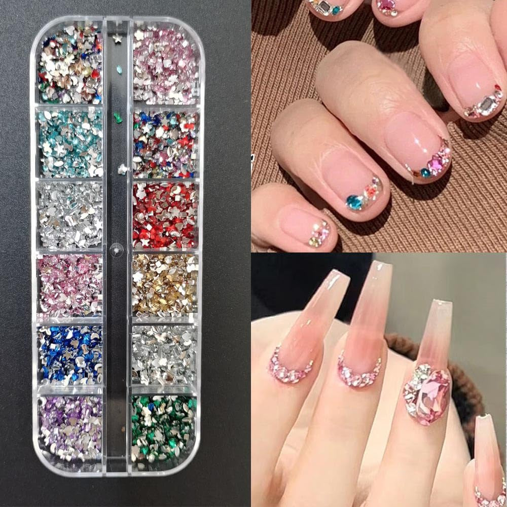 2000st Bunte Strasssteine ​​Nägel Glitzersteine ​​Nail Charms Nailart Edelsteine ​​Nagel Steine ​​Gllitzer Steine ​​Nagel Charms Nägel Zubehör Kristalle Diamant Nageldesign Strass Nail Art Strass Nail Gems