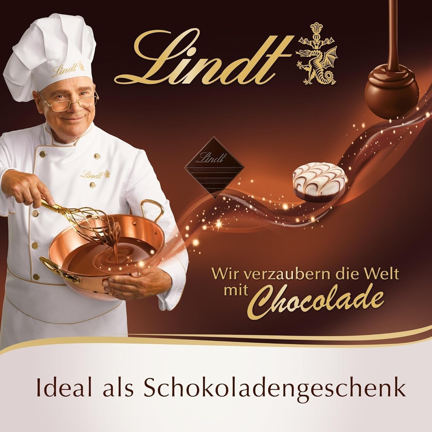 Lindt Schokolade - Golfbollar | 110 G| Drei Golfbälle Aus Lindt Vollmilch-Schokolade Mit Nougatcremefüllung Und Waffelstückchen | Pralinengeschenk | Present till golfare | Schokoladengeschenk Naty Shop