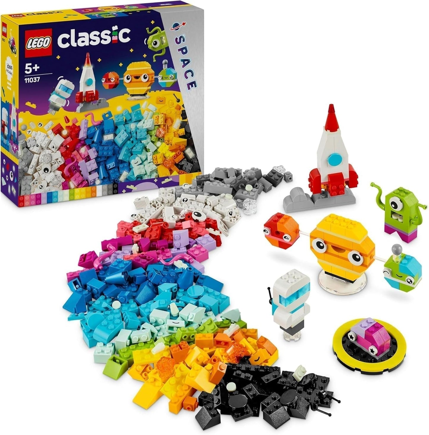 LEGO Classic Creative Space Planeter Solsystem Byggnadsmodell för barn Rymdleksak Raket Rymdskepp Planeter och utomjordingar Present för 5 år gamla pojkar och flickor 11037 Byggset Besuche den LEGO-Store Singel