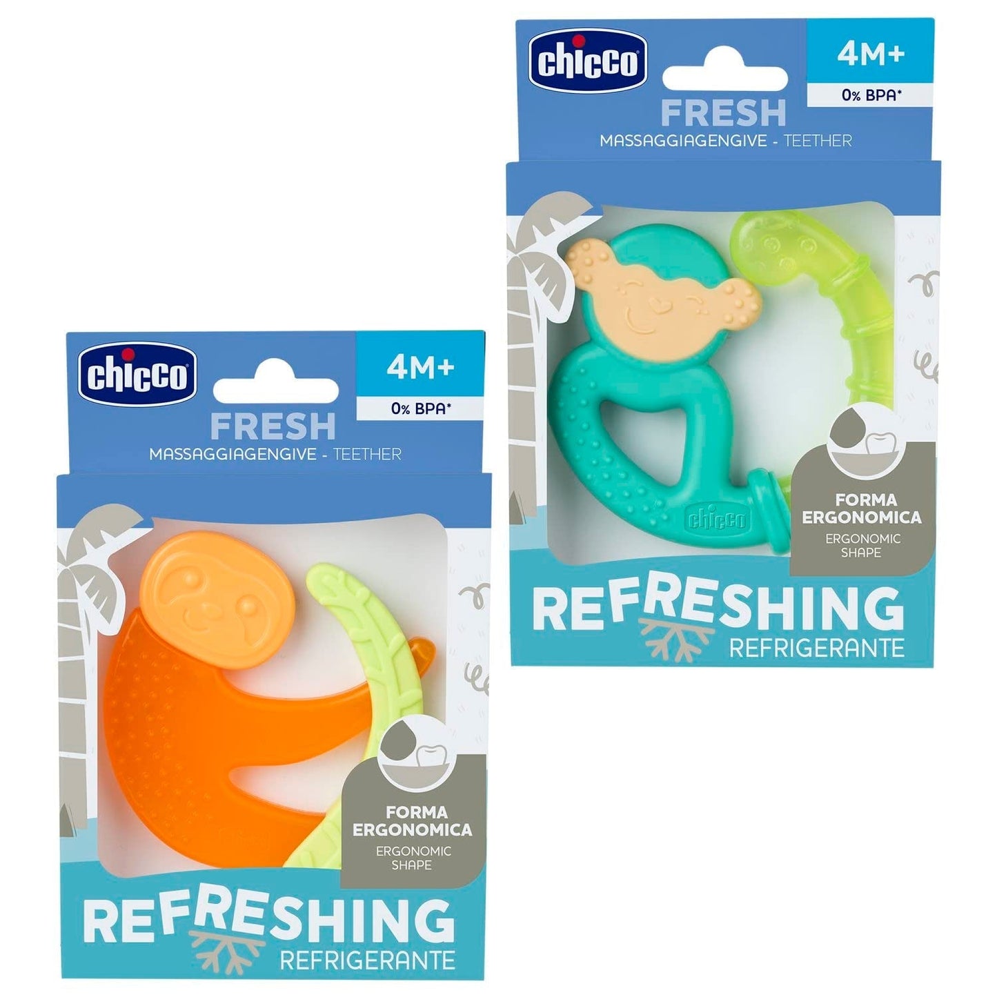 Chicco Fresh&Relax Monkey or Sloth tandring, 4M+, fylld med sterilt vatten