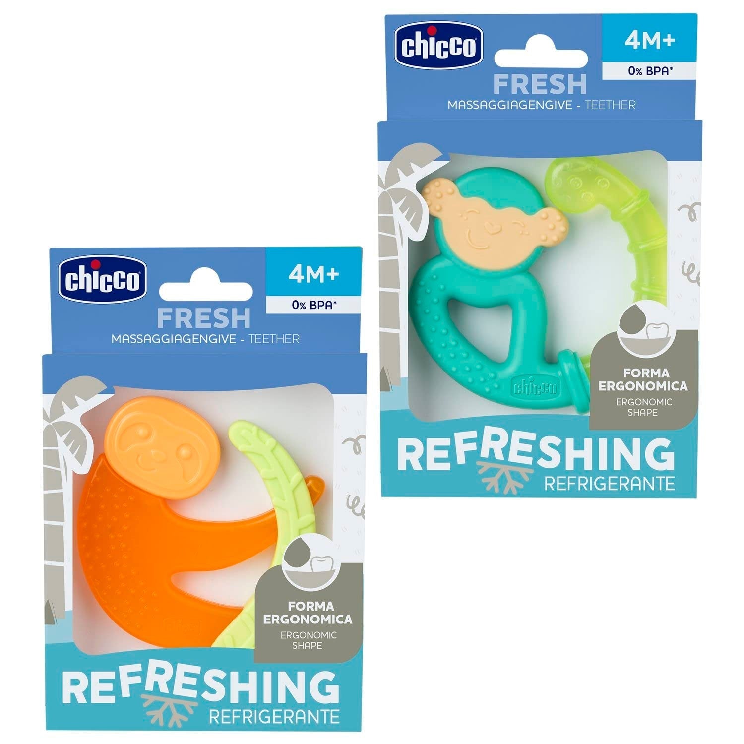 Chicco Fresh&Relax Monkey or Sloth tandring, 4M+, fylld med sterilt vatten