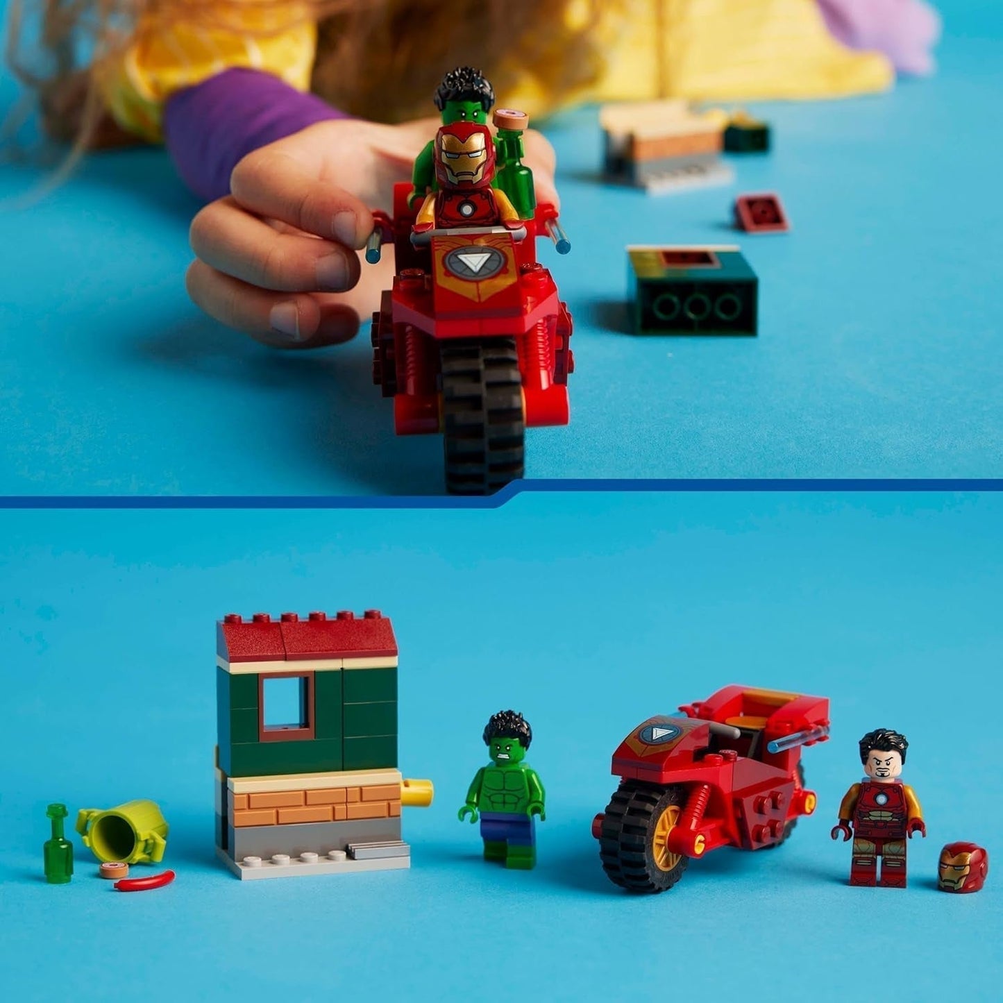 LEGO Marvel Iron Man med cykel och hulk, byggleksak för superhjälte för barn, samlingsset med cykel och minifigurer, present till flickor och pojkar 4 år gamla 76287 Byggset Besuche den LEGO-Store