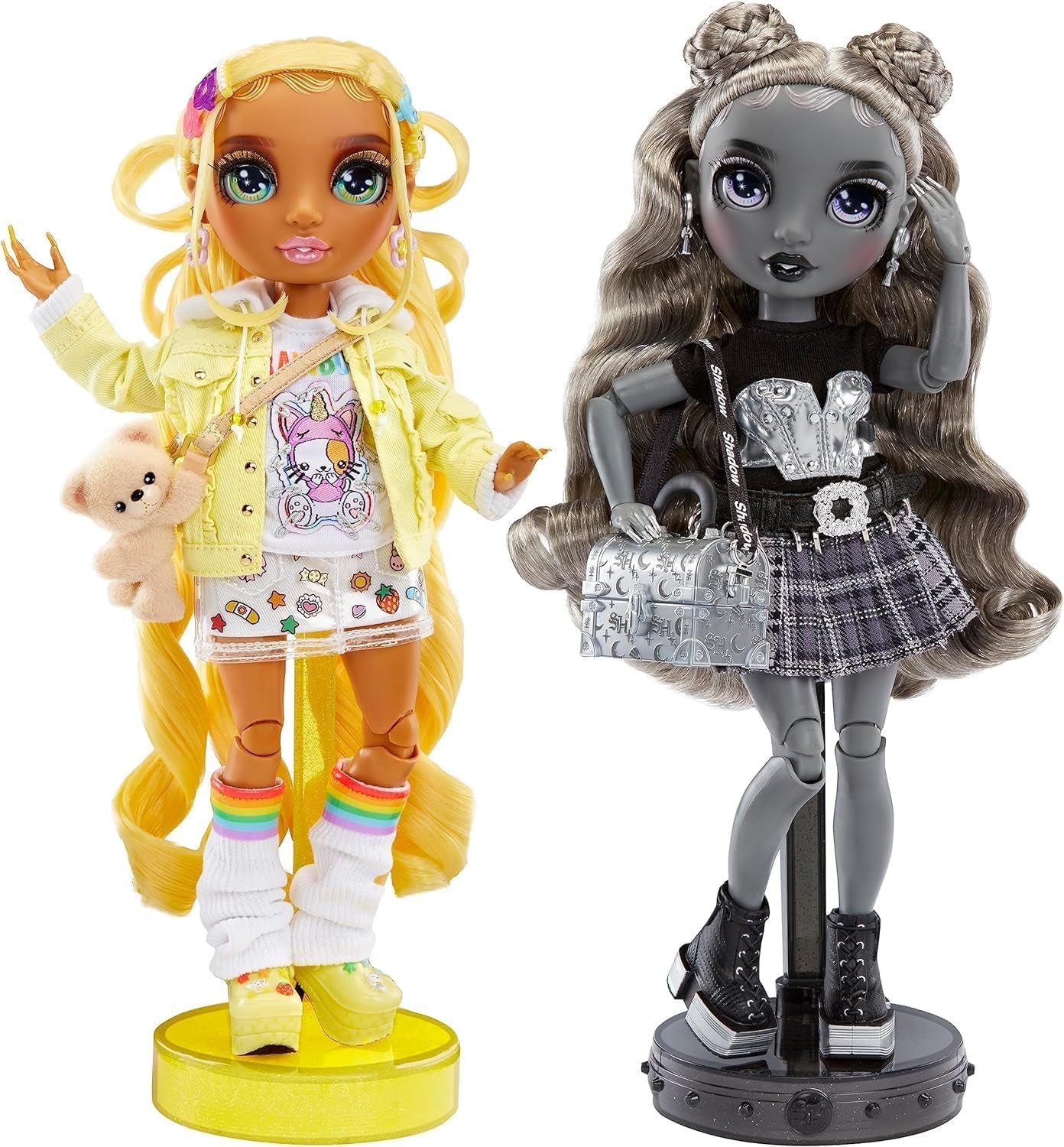 Special Edition Rainbow High Shadow High - Madison Twins Sunny och Luna - 2 modedockor i gult och grått designerkläder, mixa och matcha med tillbehör - för samlare och barn 4-12 år