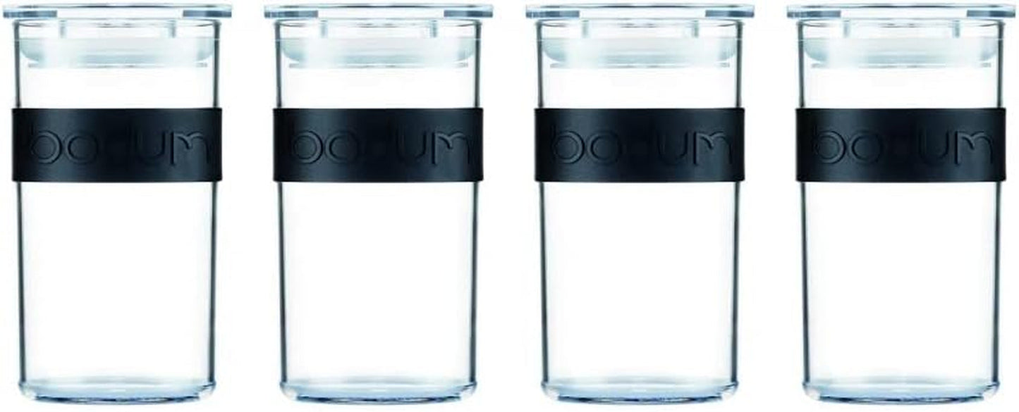 BODUM PRESSO förvaringsburkar, plast, svarta, 4 x 0,25 l, 3 x 0,6 l, 3 x 1 l, 2 x 2 l Matförvaringslådor Naty Shop Black 0,25 L