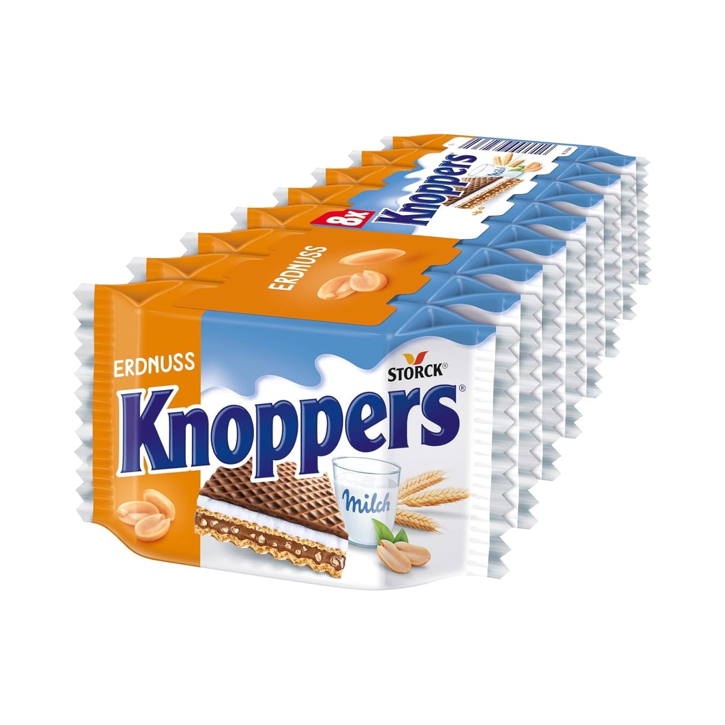 White and Black Knoppers – 8 x 25g – Rånskivor fyllda med mörka kakaobrån, bitar av svarta kex, mjölk och nougatkräm