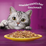 Whiskas 1+ våtfoder för katter med kyckling i gelé, 28x85g (1 förpackning) - Högkvalitativt våtfoder för vuxna katter i 28 portionspåsar