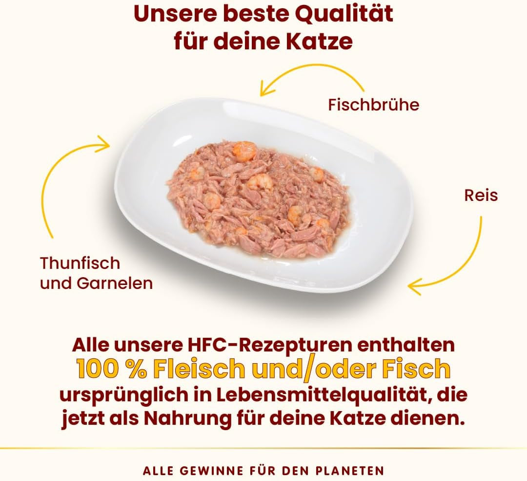 Almo Nature HFC Naturligt vått kattfoder - tonfisk och räkor, förpackning om 24 (24 x 70 g)