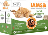 IAMS Delights Land Collection Våtfoder för katter - Multipack med köttsorter (lamm, nötkött, kyckling och kalkon) i sås, våtfoder för katter från 1 år, 12 x 85g