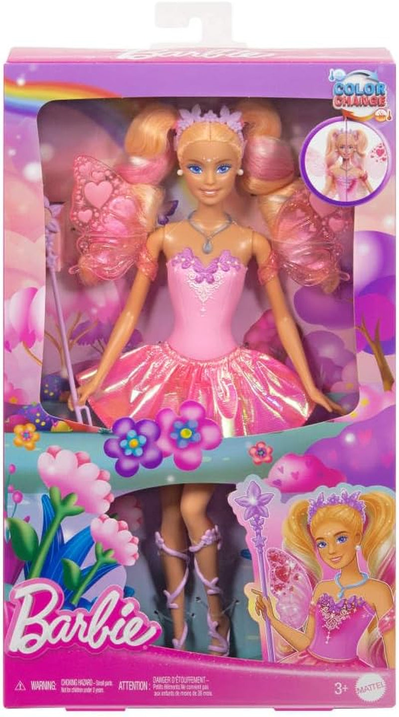 Mattel Barbie Doll med trollstav och modeaccessoarer, fantasitema med vingar och färgskiftande outfit, JCP76, [Multicolor]