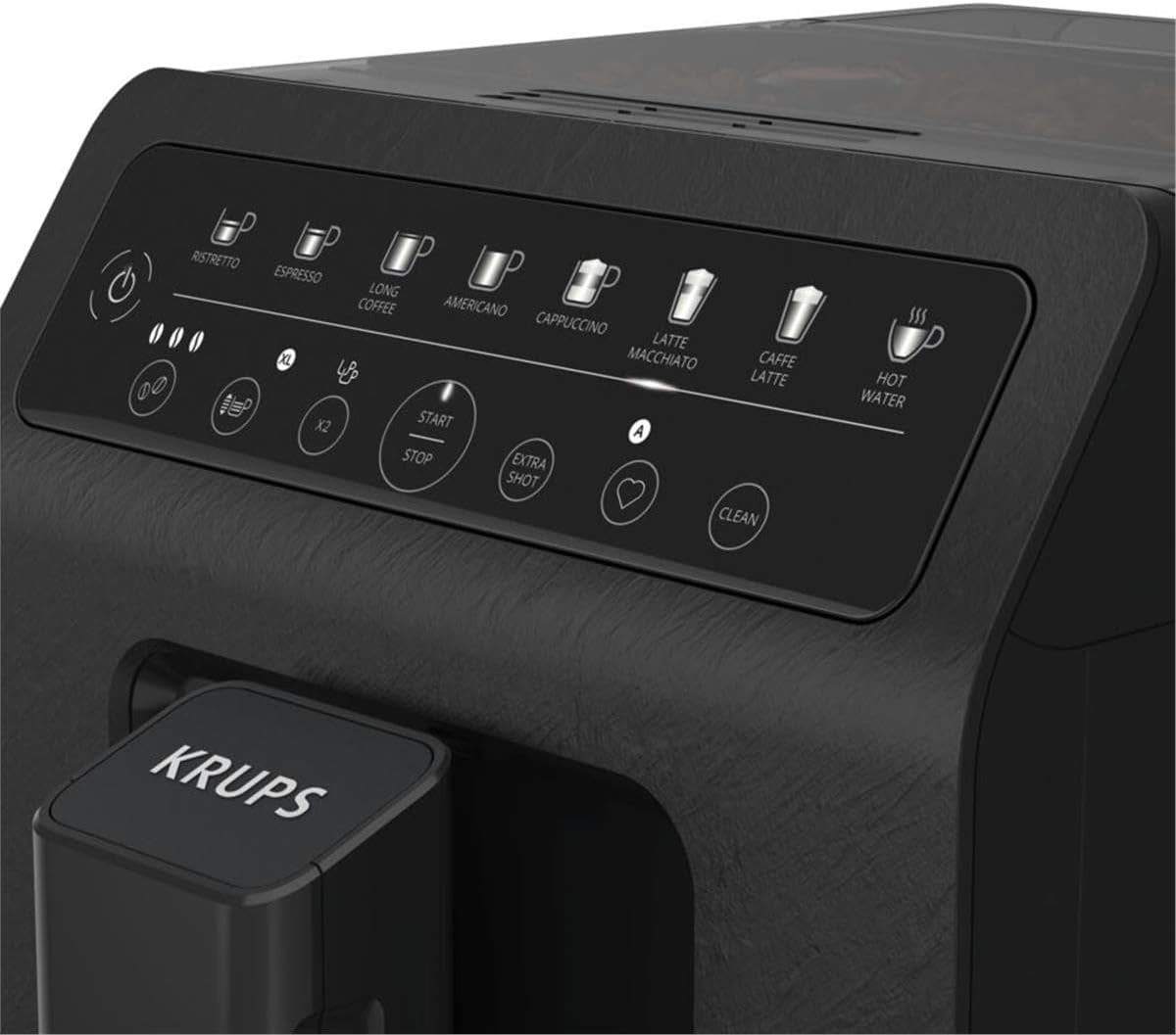Krups EA897B Evidence ECOdesign automatisk espressomaskin, automatisk espresso- och cappuccinofunktion, Quattro Force-teknik, entrycksmjölkkoppar, 8 förinställningar, mjölksystem, 1450W