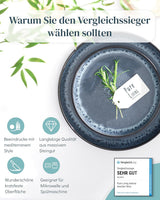 18-delat keramiskt stengods servisset för 6, Ibiza design, TESTVINNARE. Ett underbart keramiskt medelhavsservis av stengods med skålar och tallrikar. Pure Living servisset i rökblått.