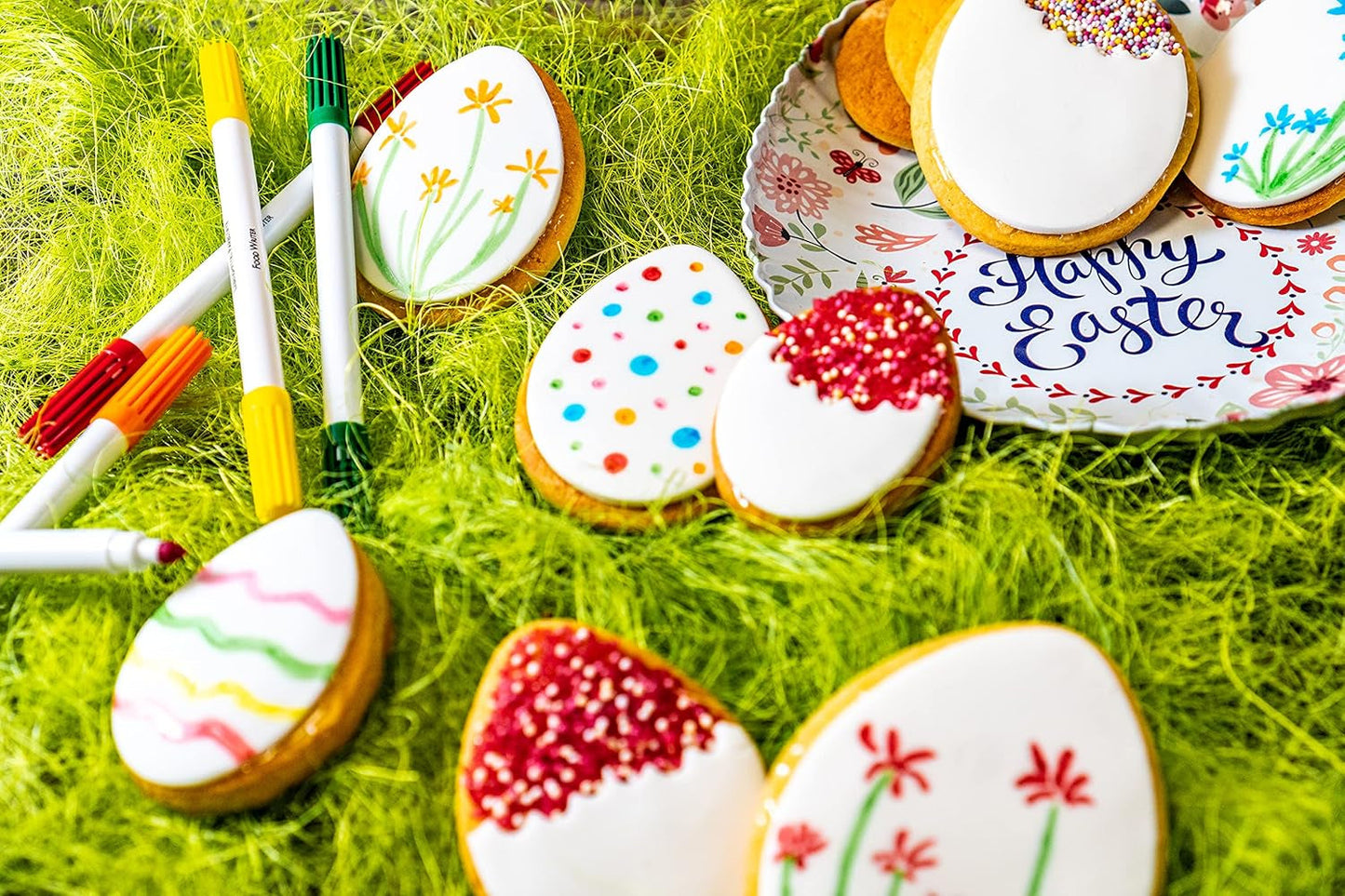 RUF matfärgspennor Set med 8 säkra matfärgspennor för att måla och skriva på fondant och liknande sockerpennor med 2 tips vardera