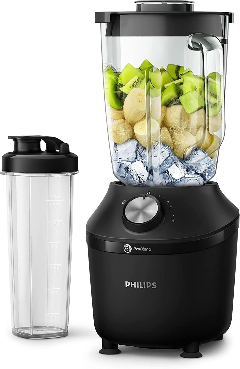 Philips Standmixer Und Smoothie Maker – 600W, 2-liters becher, Homeid-app, 2 Geschwindigkeitsstufen + Impulsfunktion, Problend, Ice-Crush-Funktion (HR2291/41) Kitchen Naty Shop 600 Watt
