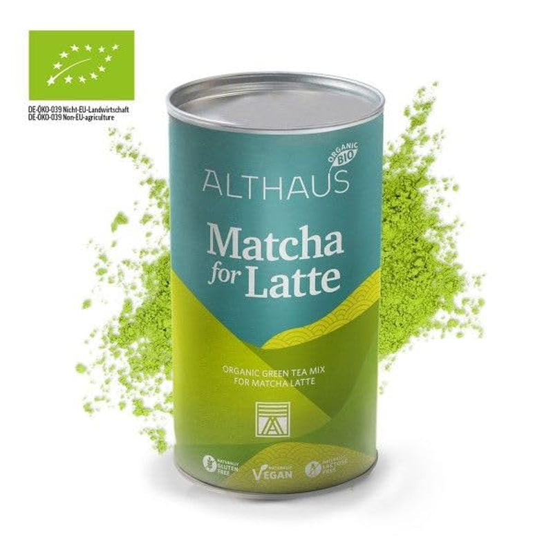 Matcha för latte Grönt teblandning med rörsocker, 400g, vegansk, för 20 portioner