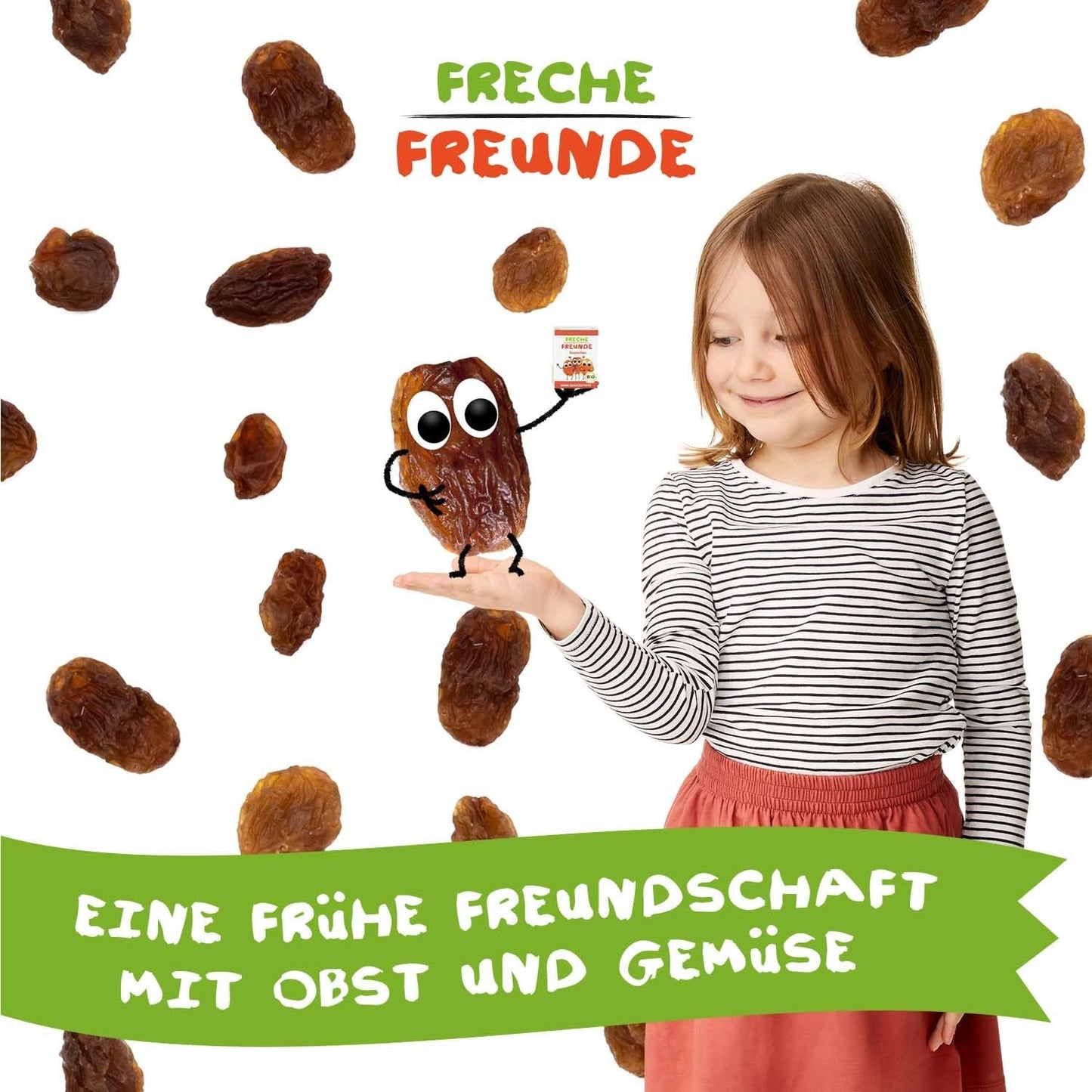 FRECHE FREUNDE Ekologiska russin, Trockenfrüchte ohne Zucker, ohne Zusatzstoffe, ungeschwefelt, i små Snackboxen, Sultaninen für Kinder, 20er Pack, 20 x (3x14g)