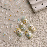 JMEOWIO 3D Nagelsticker Blumen Nail Art Sticker Selbstklebend Nagelaufkleber 5D Stereoskopisk Sommer Frühling Blumen Dekoration Nageldesign Zubehör 4 Blatt