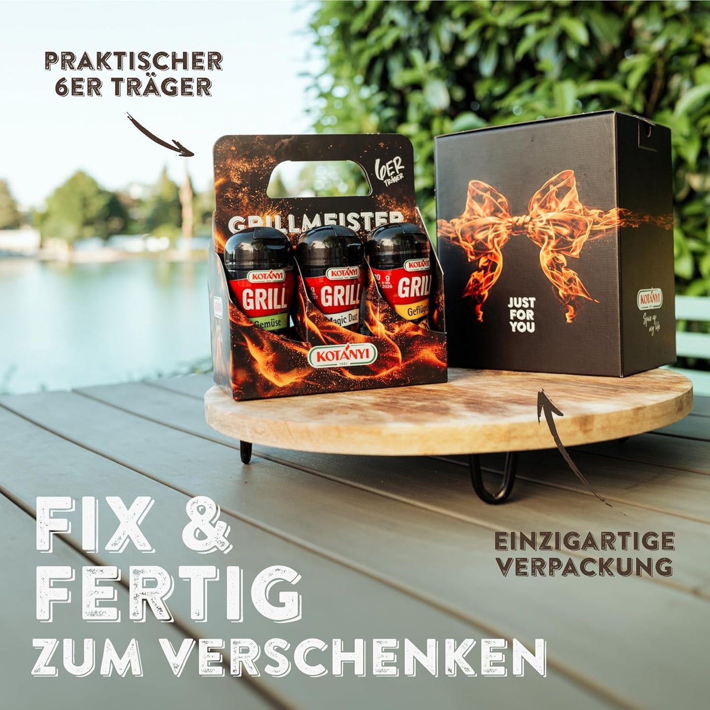 KOTÁNYI Grill Spice Present Set - 6er Carrier - Presenter för män - Grill Zubehör & Spice Set für jedes BBQ - Grill Zubehör inkl. Magic Dust - [Jetzt Geburtstagsgeschenk für Männer bestellen!]