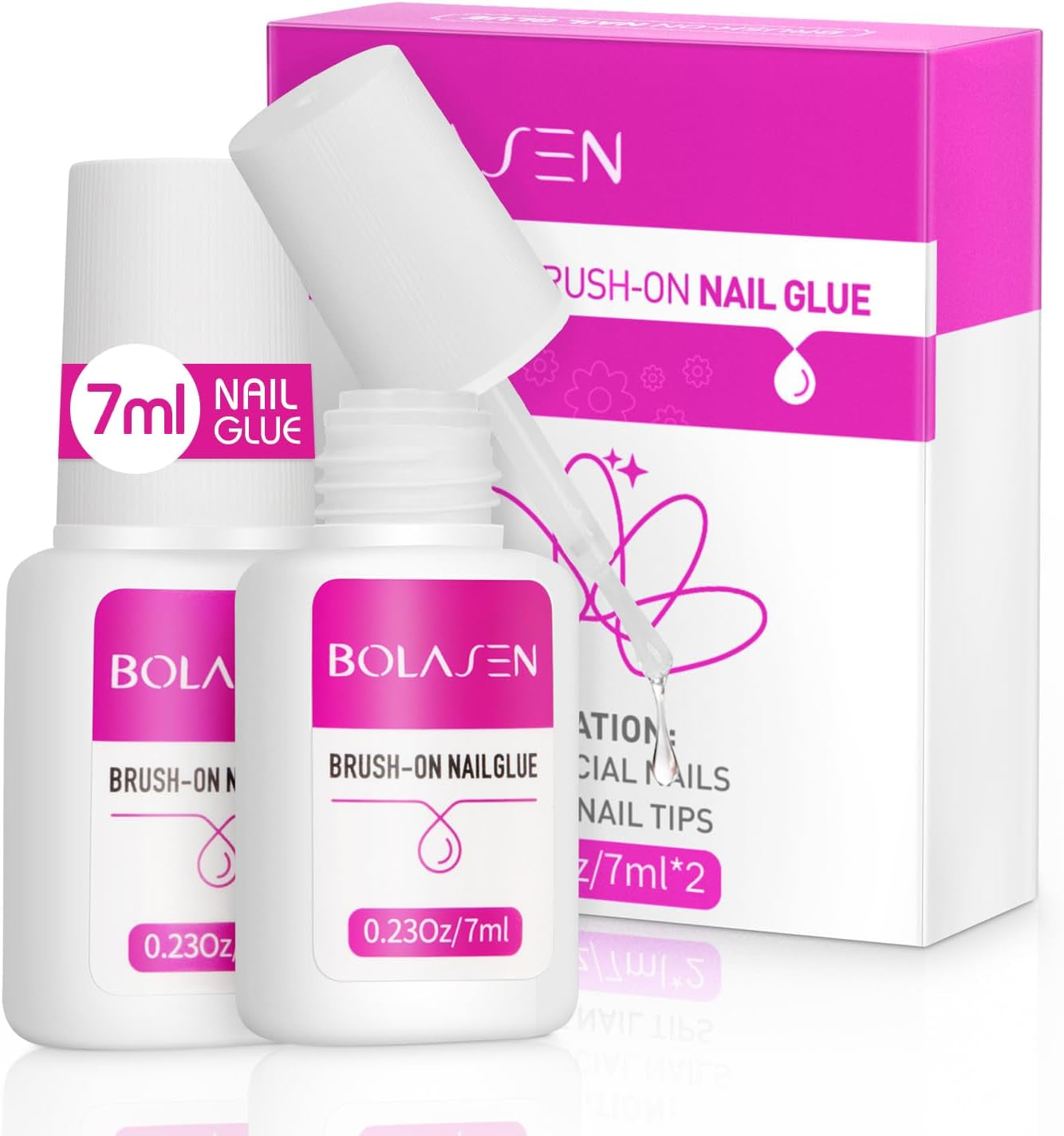 Nageltoppslim, BOLASEN Extra starkt nagellim, 4 st sprucket nagellim, nagellim, extra starkt konstgjord nagellim, nagellim - 4 * 7ml