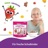 FRECHE FREUNDE Ekologisk frukostmüsli Eddans bärknäckiga müslimix för skolbarn med frystorkade jordgubbar Vegansk 6-pack (6 x 280 g)
