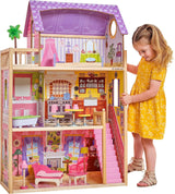 Kidkraft Kayla dockskåp i trä med möbler och tillbehör, 3-nivå lekset för 30 cm dockor, leksak för 3 år gamla, 65092 - exklusivt på Amazon Dollhouses Naty Shop Standardtitel