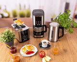 Rommelsbacher FKM 1000 filter espressomaskin - 1,5 liters vattentank för 12 koppar kaffe, glaskaraff, fördröjd start, varmhållningsfunktion, aromfunktion, avtagbar filterhållare 1x4