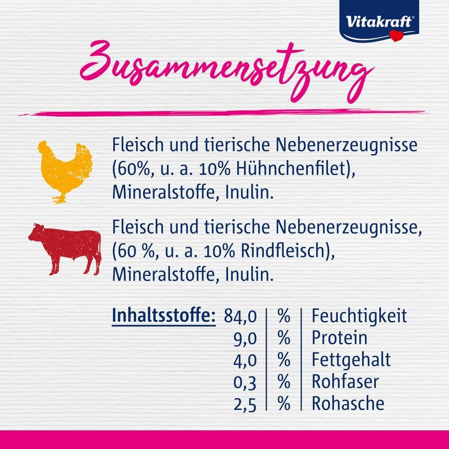 Vitakraft Poésie Délice, Country Selection, Nassfutter Katze, Katzennassfutter Gelee, med kyckling, med nötkött (1 paket med 6x 85g)